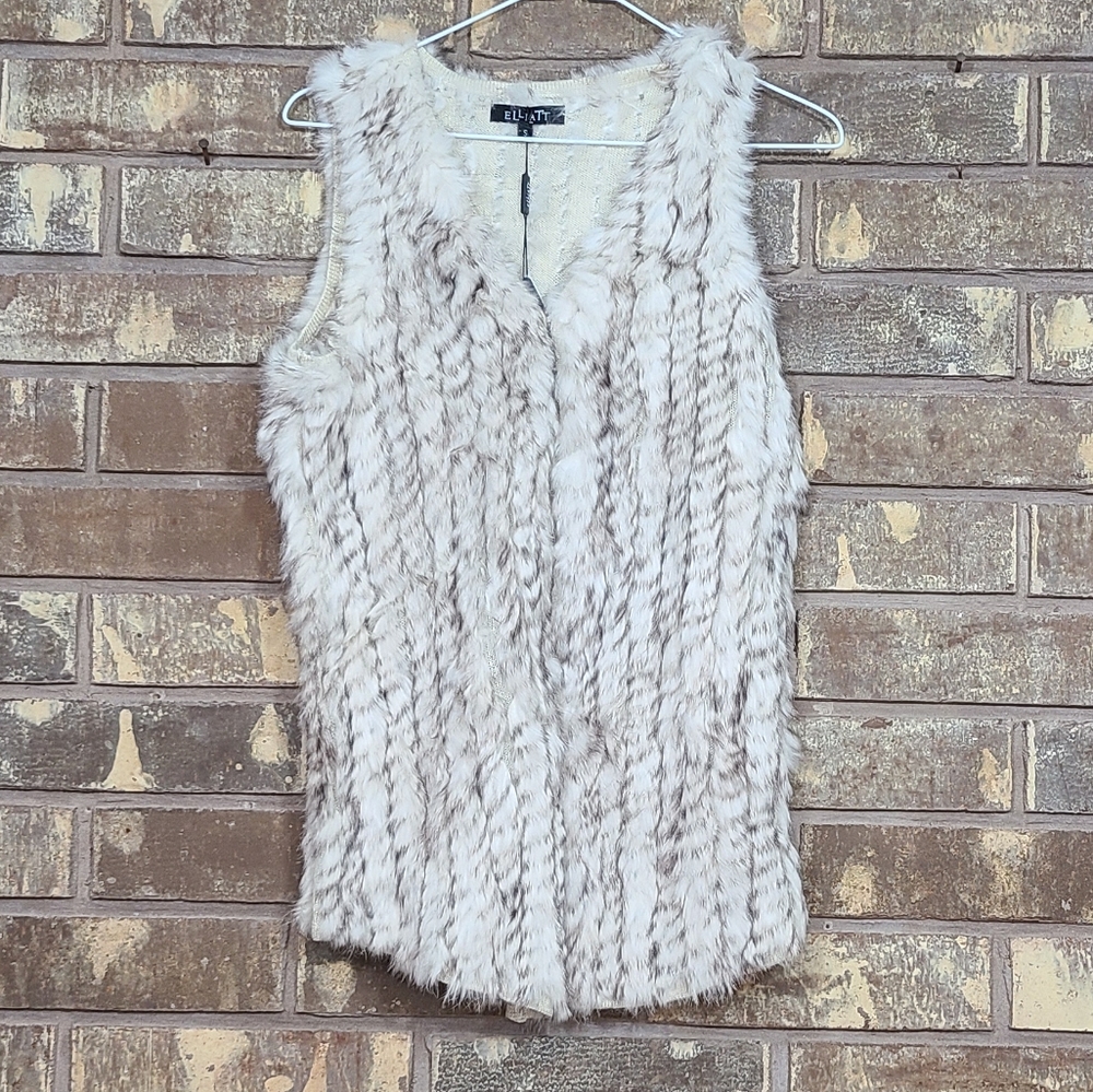 Elliatt Rabbit Mottled Fur Vest NWT Size Small